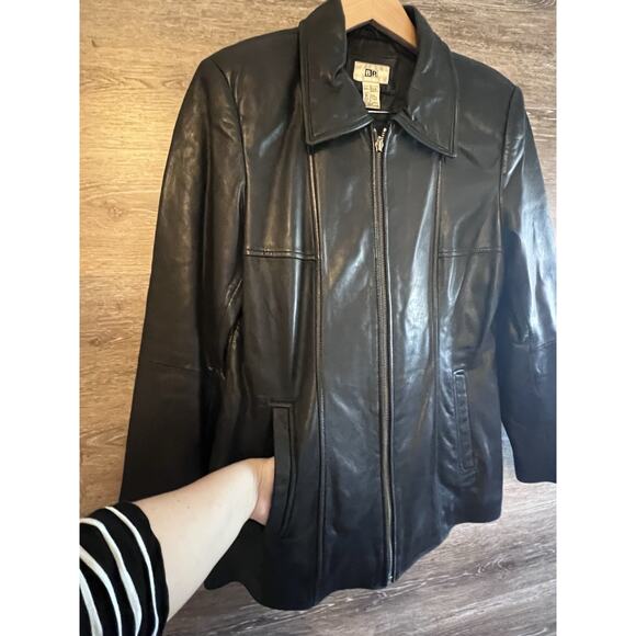BP Women Genuine Lamb Skin Leather Jacket Size L Full Zipper Black Super Soft - Picture 2 of 10